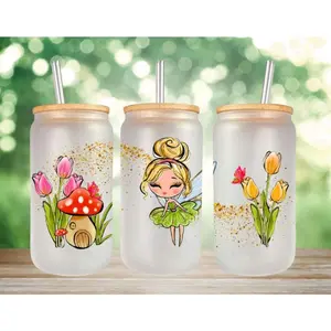 16 oz Pixie Sparkle Glass with Bamboo Lid & Straw - Enchant Your Beverage Experience Drinkware Reusable