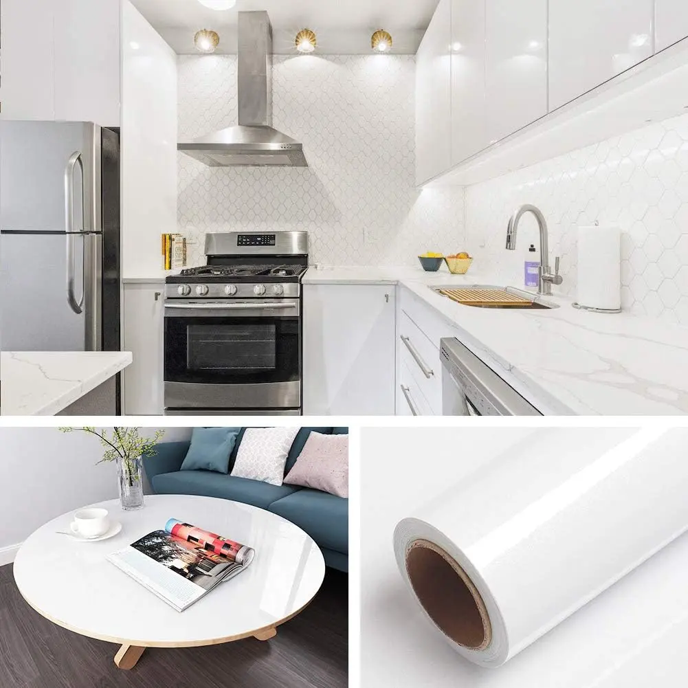 Self-Adhesive Wallpaper Vinyl Paper, Decorative Film for Kitchen Countertops & Cabinets, Iridescent Glitter Finish