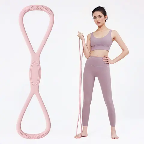 YICF Medical-Grade Silicone Figure-8 Resistance Band - Ergonomic, Lightweight, Compact Glute Leg Bands for Home Workout Equipment, Elastic Exercise Use, Stretching Gear, Muscle Training & Posture Improvement