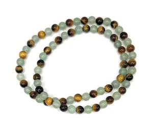 Green Aventurine Beaded Stretch Necklace 6mm | Luck Renewal Prosperity, Healing Crystal Jewelry, Gift for Her