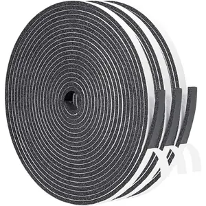 Weather Stripping Door Seal Strip 1/4" x1/8", New Adhesive Foam Insulation Seal Tape for Door Jamb Frame, Windows, 3 Rolls x 16.5ft, Total 50ft Long