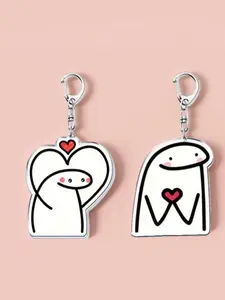 Funny Heart Expression Meme Acrylic Keychain, Transparent Cartoon Character Kawaii Keychain, Backpack Pendant, Phone Keyring, Couples/gift