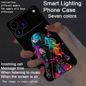 Colorful intelligent voice controlled luminous phone case compatible Fo iphone17Air/17Pro/17promax/16promax/15promax/14promax/13promax/12promax/11promax/XSmax/XR/X/XS/7G  Colorful Intelligent Luminous Voice Controlled Phone Case - Luminous Technology, Ele