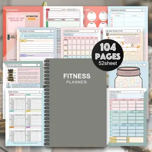 1 Fitness & Weight Loss Planner Journal (Spiral-bound)Elegant Pastel Weight Loss Logbook with Workout & Diet Planning, Macro Tracker, and Progress Timeline. Ideal for gym workouts, dieting, and healthy lifestyle management. Suitable for both men and wo