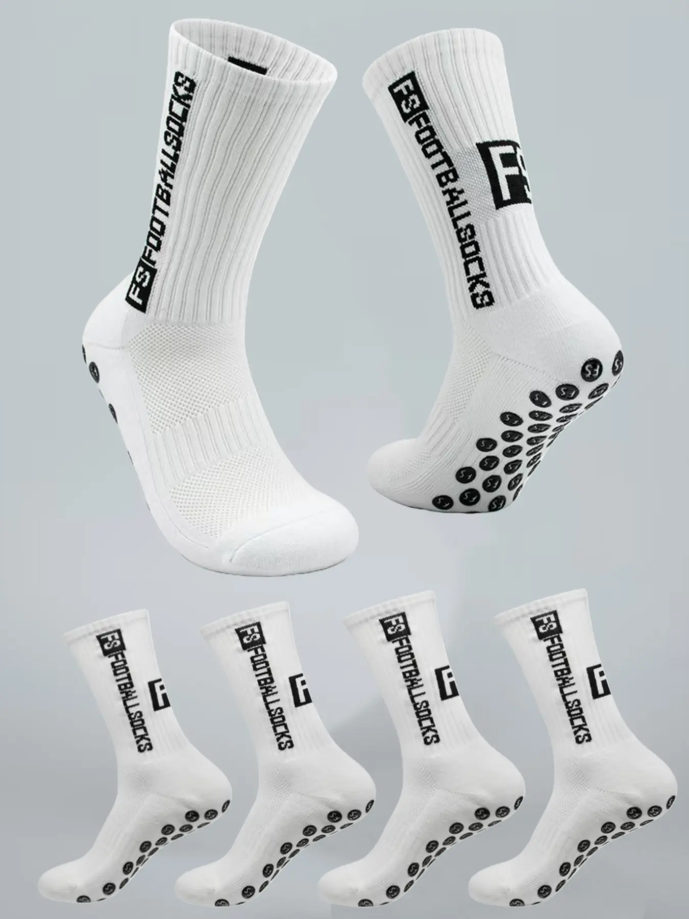 5 Pairs Unisex Football Basketball Sports Athletic Sock Mid-Calf Socks, Breathable Soft Comfort, Daily Training Running Anti-Slip Texture Sport Socks, Soccer Socks, Grip Socks, Breathable Fabric Socks, Non Slip Socks