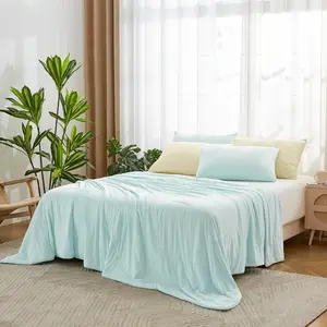 Cooling Blanket Queen Size for Hot Sleepers, Cool Lightweight Comforter 3 Pieces Soft Summer Bedding Set with 2 Shams, Bedspread Soft Coverlet Q-Max > 0.5 (Blue)