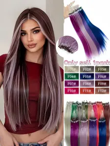Fancy Micro-Loop Hair Extensions, Real Human Hair, Straight Real Human Hair, Multi Colors (Blue, Green, Red, Pink) Hair Extensions, Suitable For Parties And Cosplay - Y2K Style,Match Dress Up, Wig Make Your Hair Party Ready
