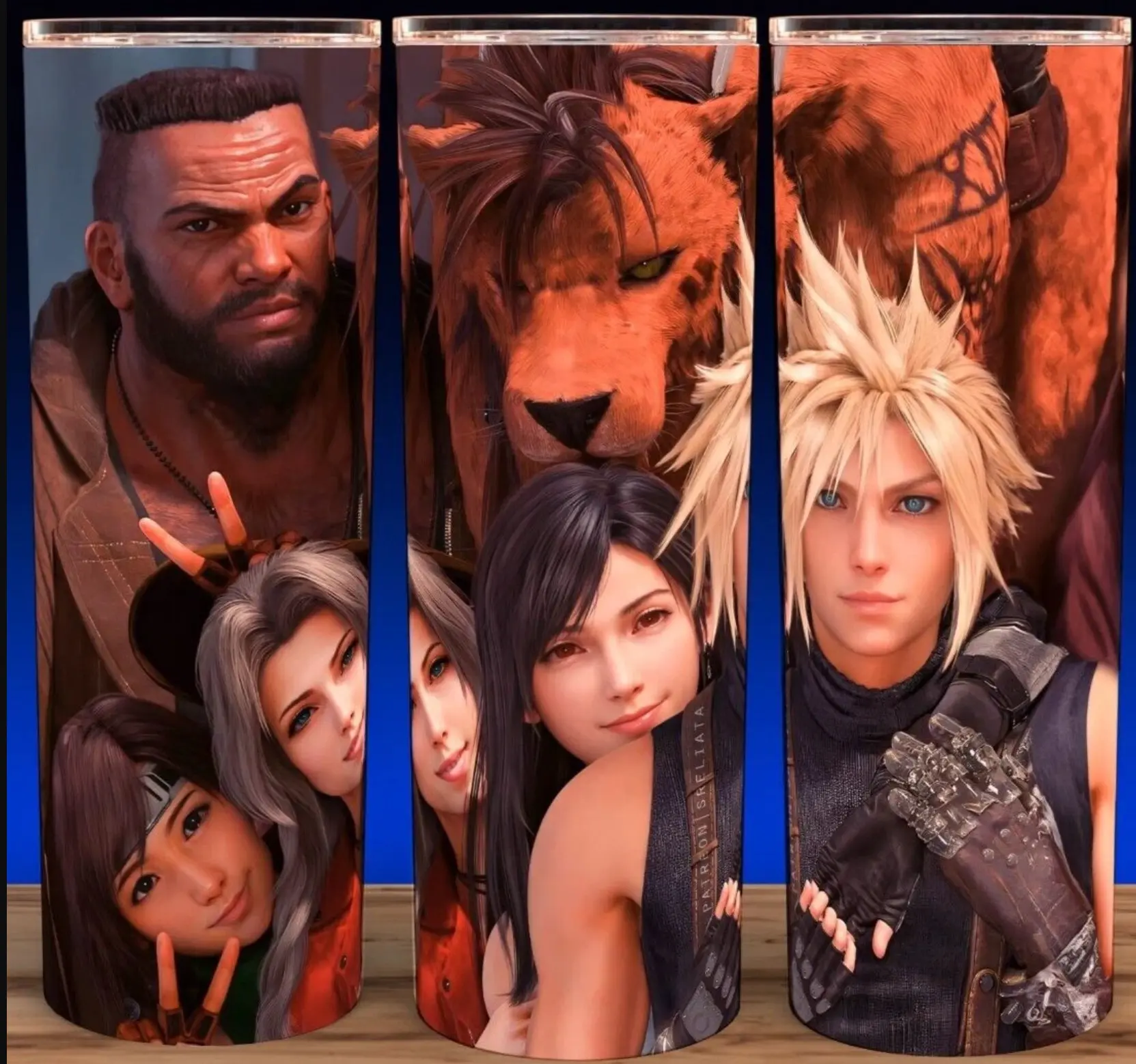 Final Fantasy 7 Cloud Strife - Tifa Lockhart - Aerith - Barret - Red XIII Gamer Cup Mug Tumbler Cup 20oz Stainless Steel Drinkware Reusable