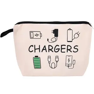 Charger Makeup Bag: Charging Cord Electronics Accessories Themed Cosmetic & Toiletry Organizer Pouch For Teen Girls & Women.Ideal Gift For Travel, Birthdays, & Christmas.