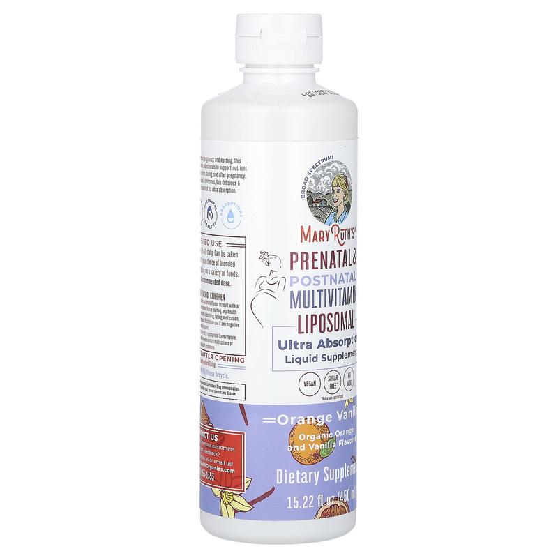 MaryRuth's Prenatal & Postnatal Multivitamin Liposomal, Orange Vanilla, 15.22 fl oz (450 ml)