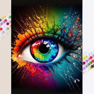 1 DIY handcraft diamond painting kit, 5D diamond art set, DIY decoration, colorful big eyes diamond painting kit full round diamonds, mosaic, diamond art, DIY art home decoration, suitable for Christmas.