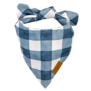 Remy Roo Blue Plaid Premium Durable Christmas Dog Bandana with Accessories For Style & Comfort