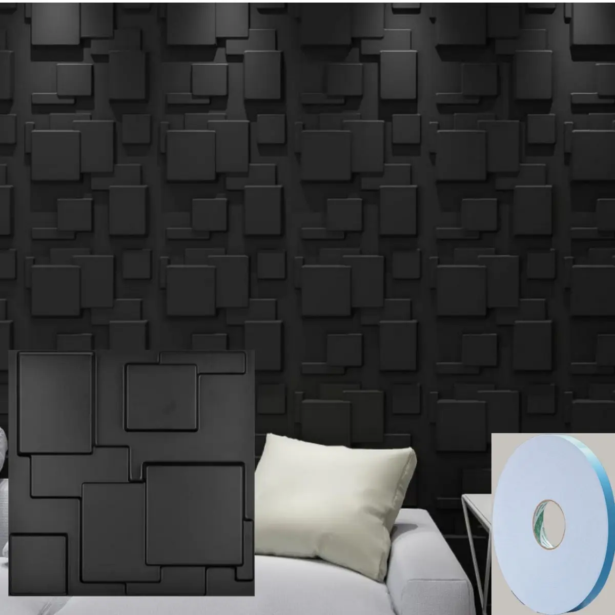 Kuujojo 20/30pcs PVC 3D Wall Panels - Peel and Stick Wallpaper Designs, Self Adhesive Waterproof, Waterproof Removable Adhesive for Living Room Indoor Home Decor Supplies (with Tape)