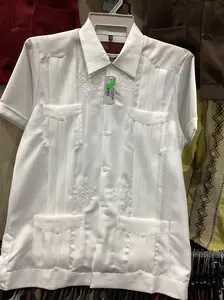 Copacabana Men's Guayabera Short Sleeve White Polyester