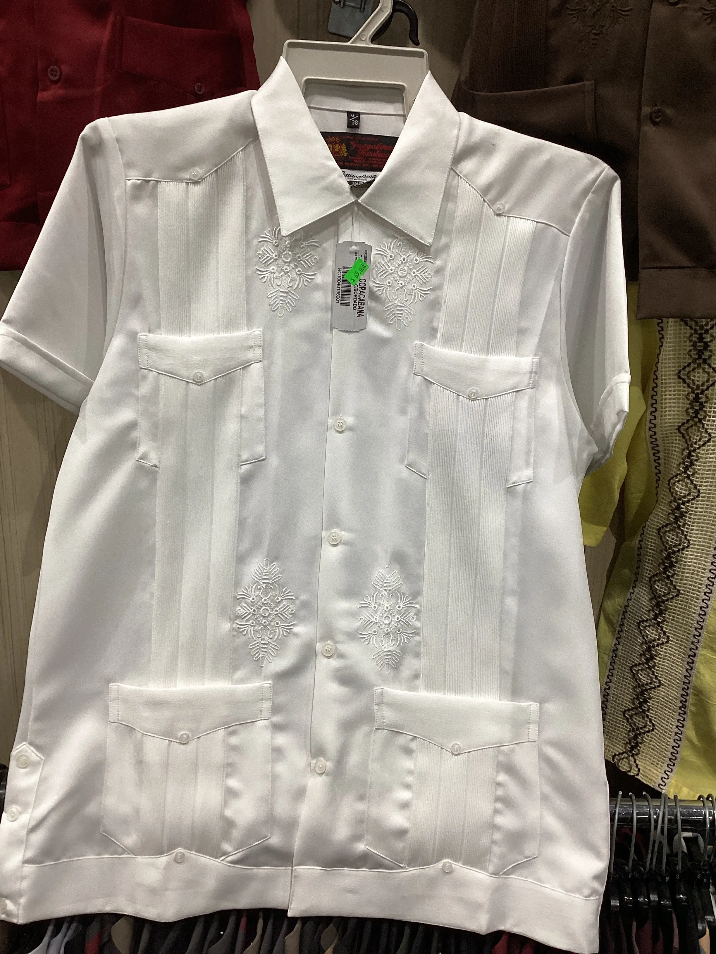 Copacabana Men's Guayabera Short Sleeve White Polyester