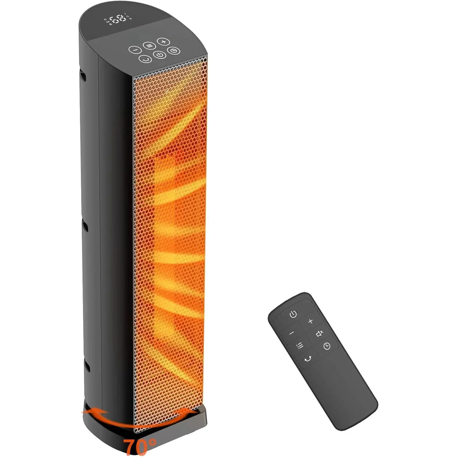 Space Heater for Indoor Use - 24 inches 1500W Ceramic Heater with Remote Control, 12 Hour Timer, Oscillation, LED Display, for Bedroom Office Indoor