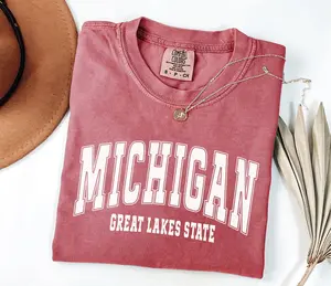 Michigan Comfort Colors Shirt, Michigan Travel Gift, State Shirt, Girls Trip Tee, Vacation Shirt, Michigan Game Day Shirt, Retro College Tee