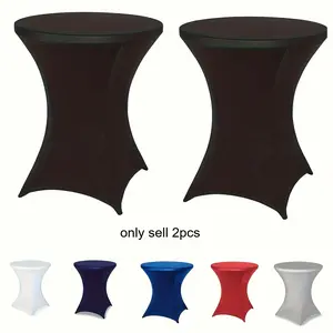 2pcs round top tablecloth/polyester fitted tablecloth/elastic fitted tablecloth/suitable for dances, holiday parties, banquets, family gatherings and afternoon tea.