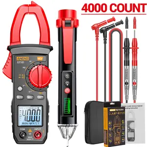 SMLCON 181/180 Beginner-Friendly Digital Clamp Meter Kit with Free Advanced Voltage Tester 4000 Counts Easy Read Multimeter for Home Car Essential Electrician Tools for Starters