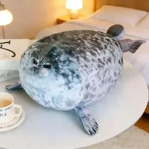 Chubby Seal Plush Pillow Softly Filled Gray Chair Cushion Cute Animal Throw Seal Sofa Pillow Fun Bed Pillow Stylish Seat Cushion with Holiday Decoration, Gift Plush Toy for Boys Girls, (11.81 inches)