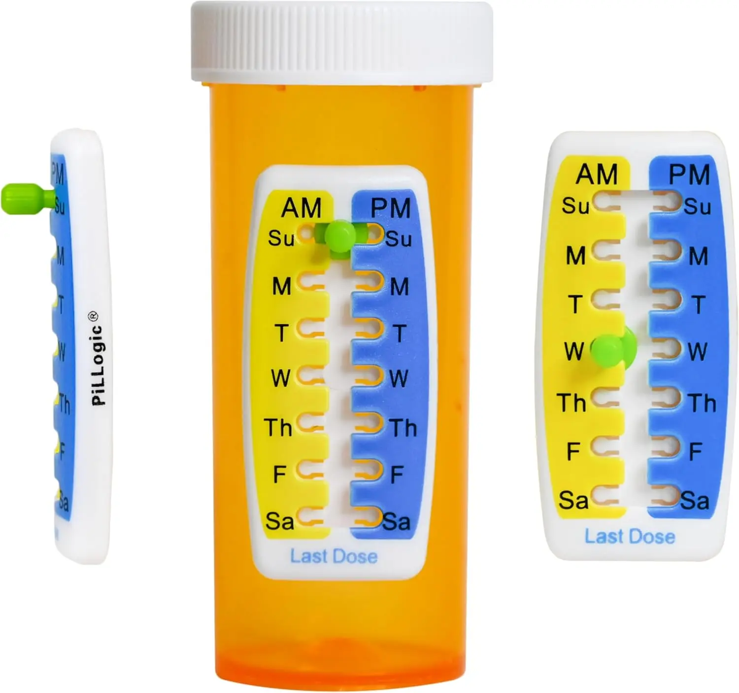 Pill Reminder Medication Tracker 2-Pack - Adhesive Dose Tracker for Prescription Bottles, Vitamins & Pet Medicine - AM/PM Daily Reminder Sticker - No Battery Required (Not Bottle Included)