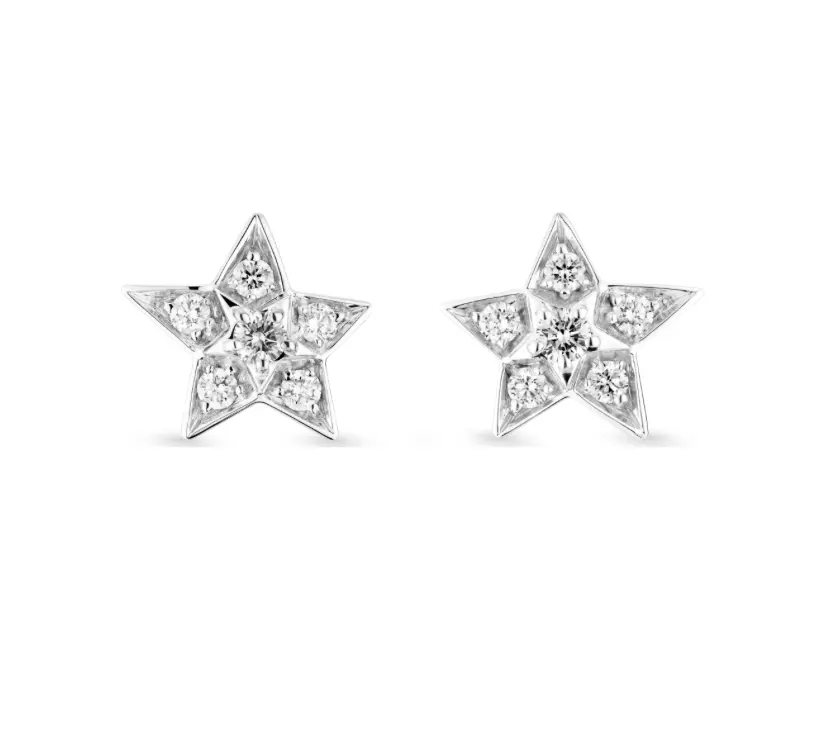 Pre-owned Chanel comete GÉODE earrings Small version, 18k white gold, dia paved