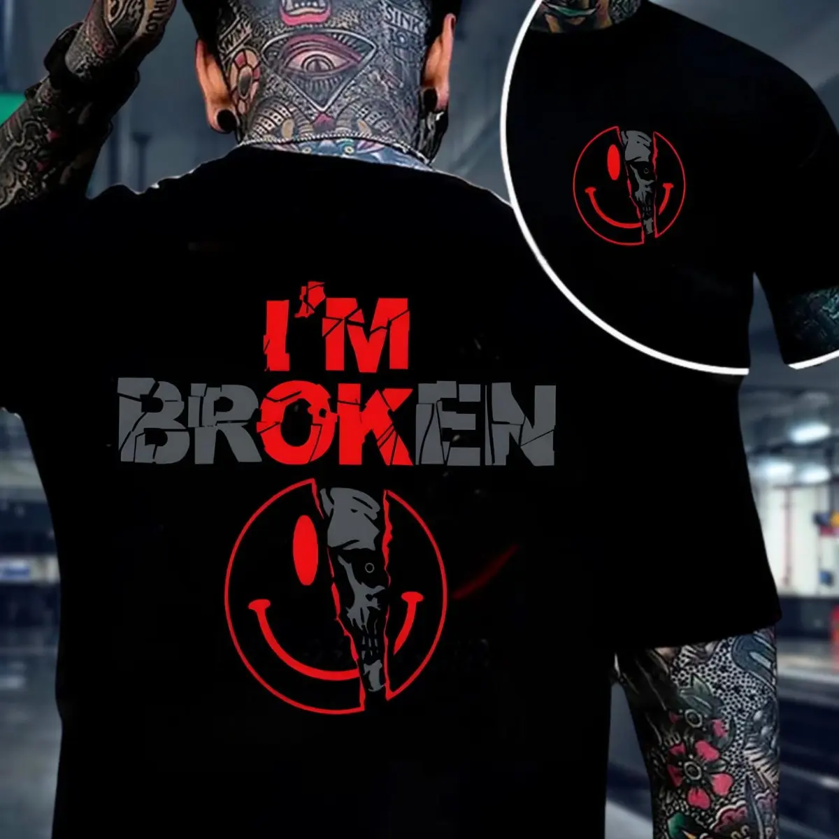 I'm Broken 2 Sides T-shirt, Horror Smile Face Shirt, Broken Heart Graphic Tee, Unisex Shirt, Unisex Trending Shirt