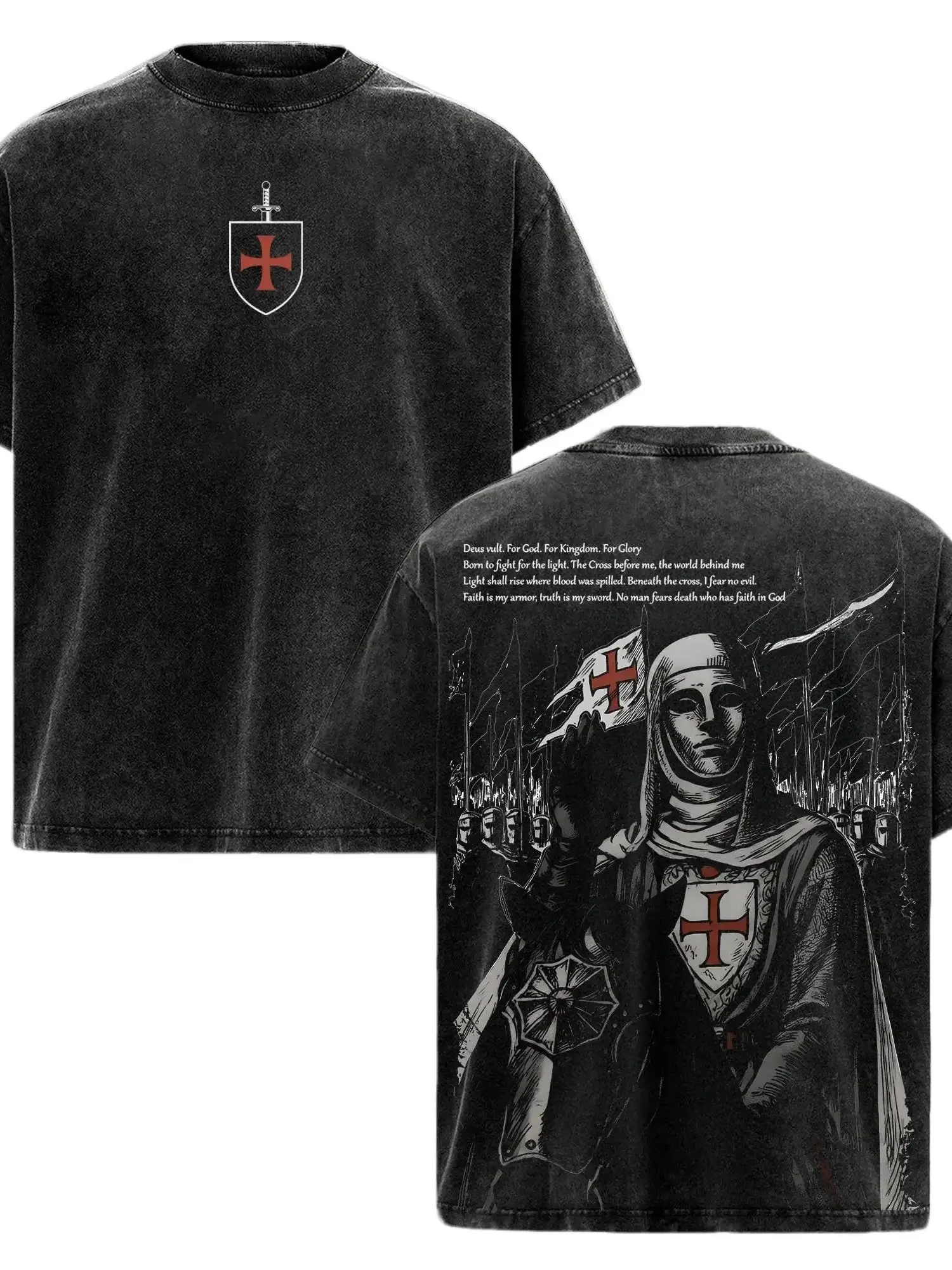 Men's Baldwin IV Crusader King Graphic T-Shirt, Chic Distressed Cotton Streetwear, Casual Loose Fit Shortsleeve for All Seasons