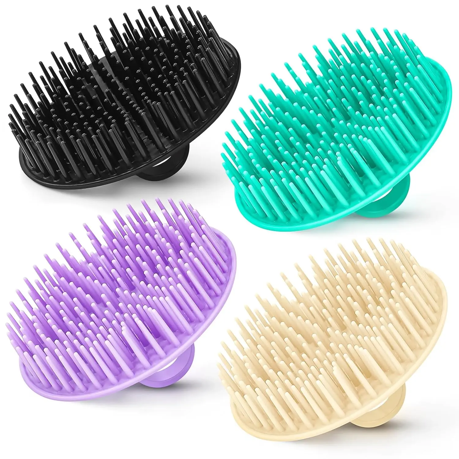 4PCS Scalp Massager Shampoo Brush for Hair Growth Silicone Hair Scalp Scrubber & Dandruff Exfoliator Deep Cleaning Head Massage Brush for Wet & Dry Hair Shower Scalp Scratcher for Women, Men & Pets