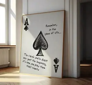 [NO FRAME] Game of Life Ace of Spades Poster, Motivational Quote Wall Art, Playing Card Print, Poker Room Decor, Inspirational Gift