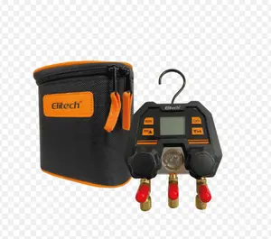 Elitech Elitech Smart Manifold for AC Unit with Digital Display and Carry Bag Black Orange Design