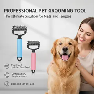 Home Pet Care Comb, Stainless Steel Double-sided Design, Indoor Leisure Supplies, Effective Detangler & Loose Hair Removal Tool for Dogs