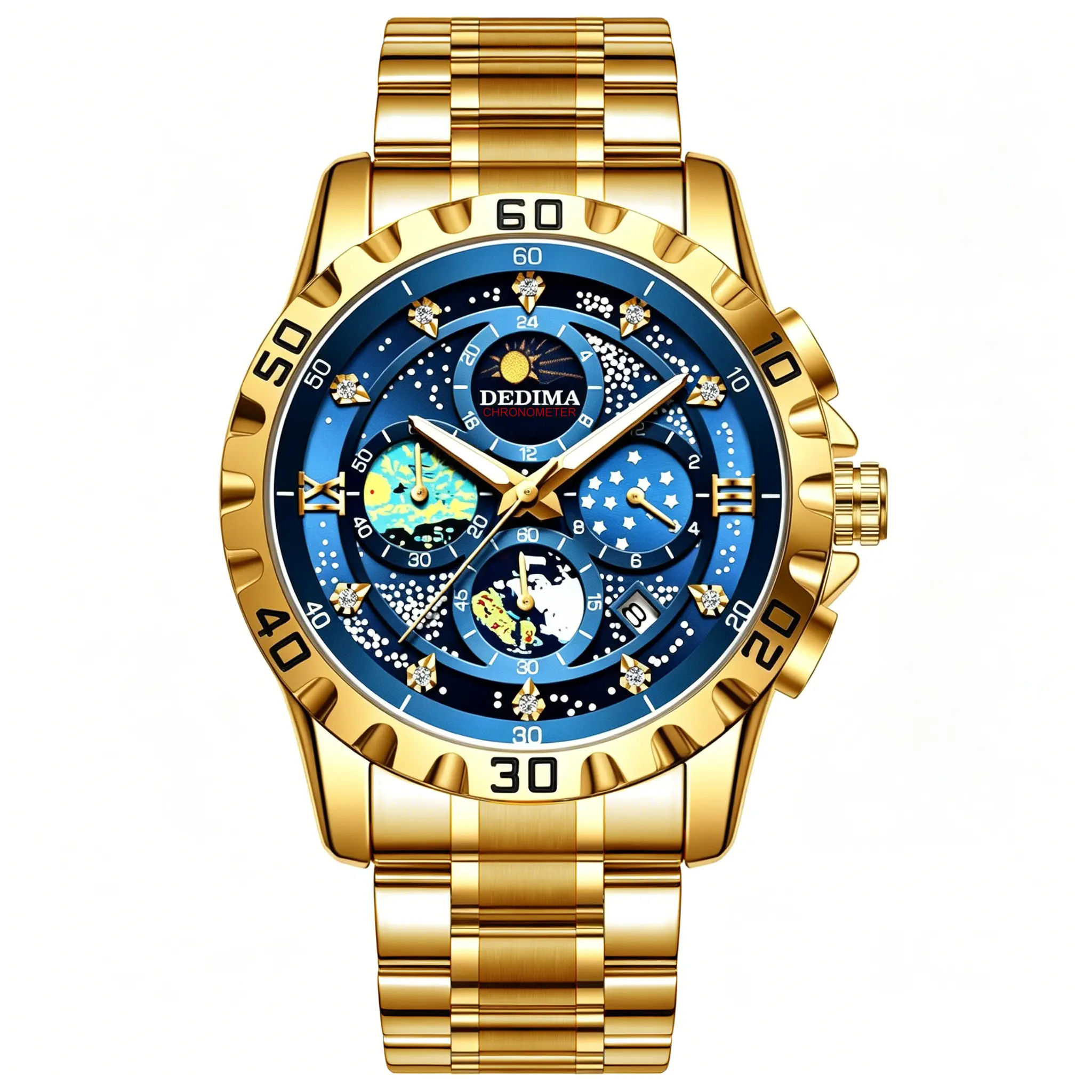【JUN】Men’s Steel Band Sports Watch, Bold Bezel and Classic Dial for Everyday Wear and Gifts-DDM507