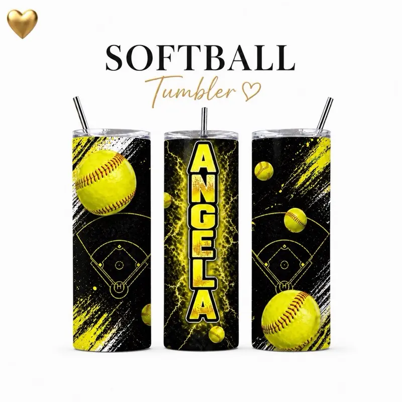 Custom softball tumbler 20oz, softball gift
