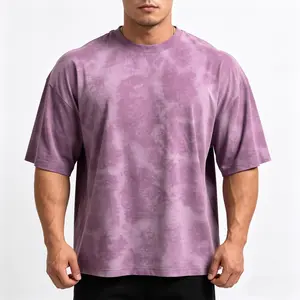 Men's Cotton Water-Stain Print Distressed Round Neck T-Shirts - Oversized, Loose, Soft, Breathable Streetwear Casual Tops, Relaxed Fit, New Arrival with Sneakers & Cap Vibe Aesthetic