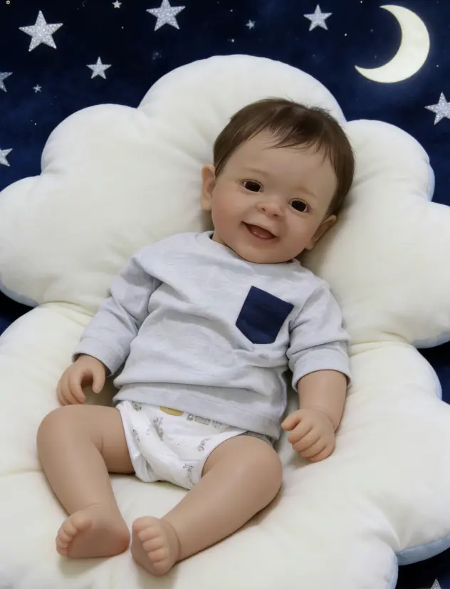 Realistic Reborn Baby Doll, Lifelike Smiling Newborn Boy Doll, Soft Vinyl Real Life Baby Doll with Outfit, Perfect Gift for Kids 3+, Collectors & Reborn Lovers