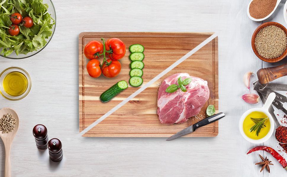 GARVEE Acacia Extra Large Wood Cutting Board 20 x 15 Inch, 1.5 Inches Thick Butcher Block, Reversible Wooden Kitchen Block, Cheese Charcuterie Board, with Side Handles and Juice Grooves GARVEE Acacia Extra Large Wood Cutting Board 20 x 15 Inch, 1.5 Inches Thick Butcher Block, Reversible Wooden Kitchen Block, Cheese Charcuterie Board, with Side Handles and Juice Grooves