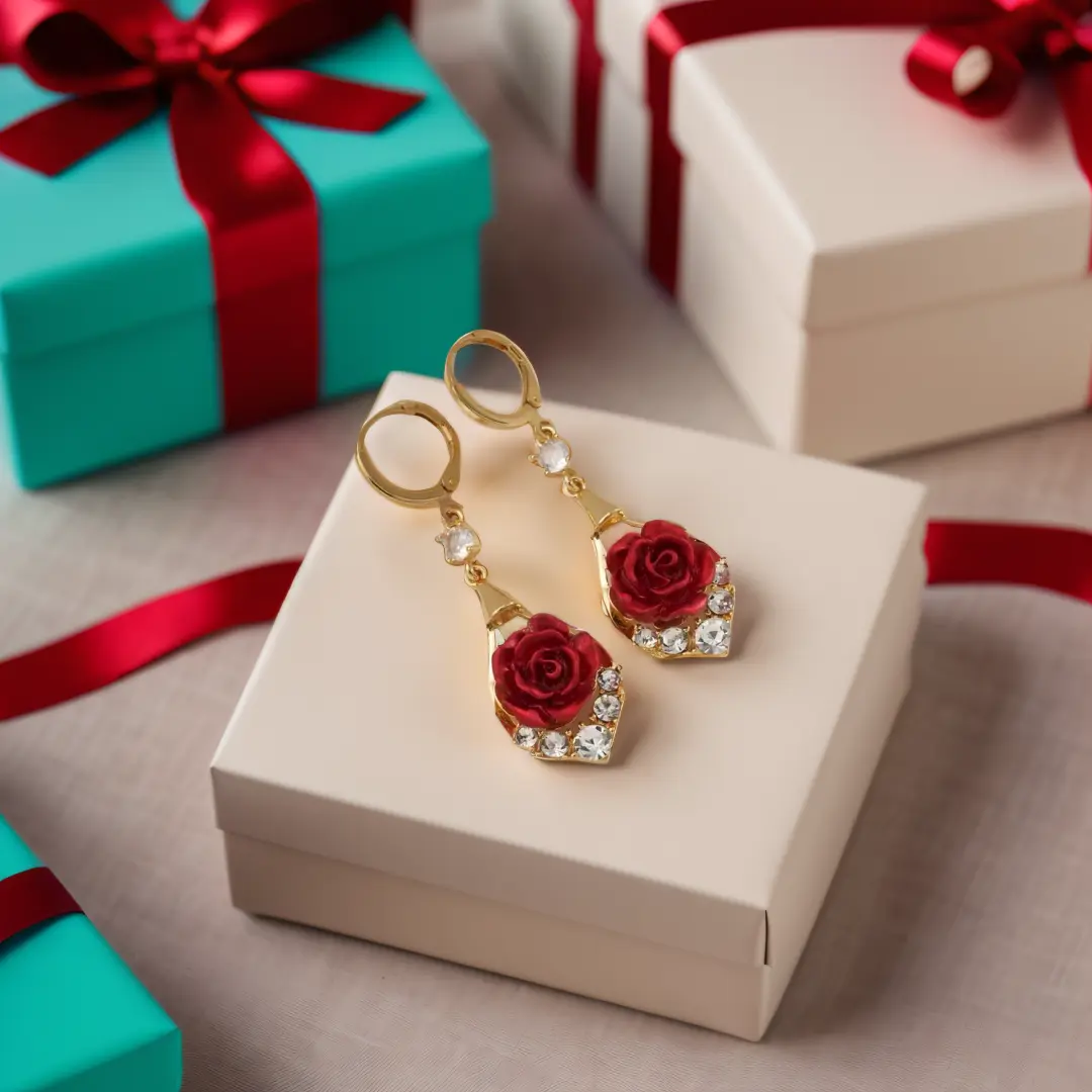 Rose Drop Earrings 14K Gold Plated Sparkling Crystal Tassel Design, Chic Elegant Fashion Jewelry Water Drop Earrings for Women 2025