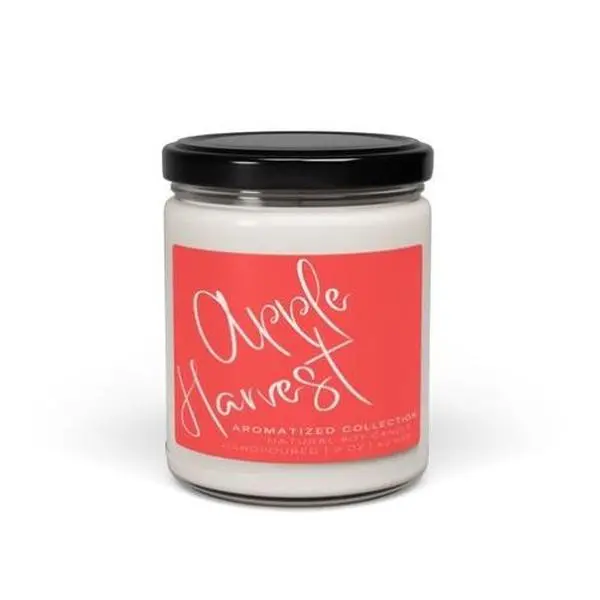 Apple Harvest Scented Soy Candle Hand-poured Aromatherapy Cozy Gift Eco-friendly Non-toxic Reusable Glass Vessel Long-lasting Burn Time 50-60 Hours Sustainable Decor