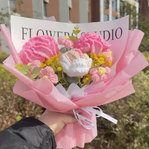 Handmade Knitted Yarn Bouquet, Fake Flowers, Perfect Holiday Gift, Versatile Home Decor, Thanksgiving, Christmas, Mother's Day Present, Handmade Knitted Rose