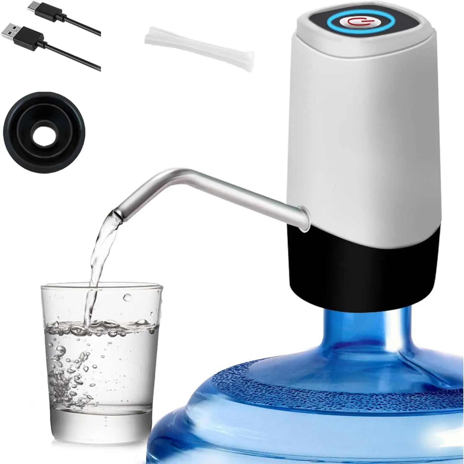 Water Dispenser for 5 Gallon Bottle, Automatic Electric Water Jug Dispenser, Rechargeable Water Dispenser Pump, USB  Portable 2-5 Gallon Water Pump for Kitchen, Camping