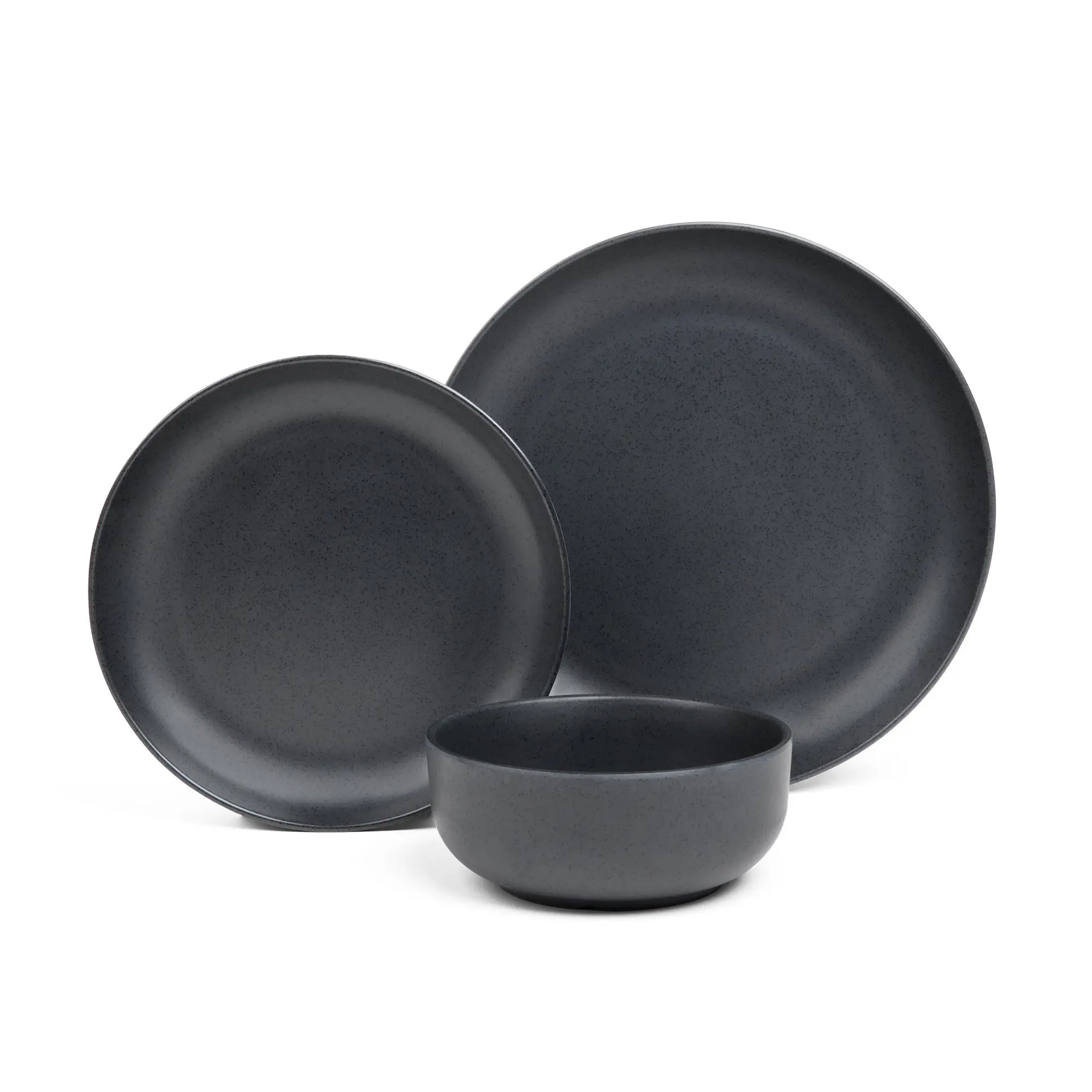 Melamine Dishes (12 pc Set / 4 Place Settings) – Lightweight Break-Resistant Plates and Bowls for Indoor & Outdoor Dining – BPA-Free – Dishwasher Safe – Modern Dinnerware by Larder & Vine