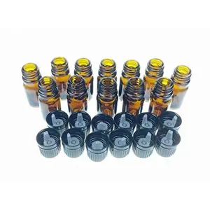 mEssentials 5ml Amber Glass Bottles with Euro Dropper Caps (12 Pack) - Great for Essential Oils, Perfumes and DIY Aromatherapy - Easy to Fill, Clean and Reuse - Protective and Durable