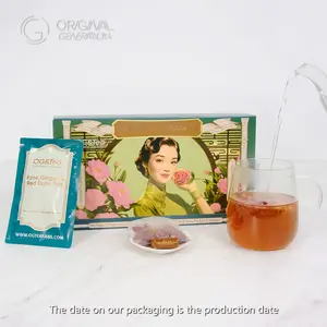 Rose Red Date Brown Sugar And Ginger Tea 7packs 119g(Brown Sugar And Ginger Tea 12g×7pcs）Caffeine Free Rose And Red Date Tea (5g×7pcs）WIth Red Date,Brown Sugar, Goji Berry,Rose, Bamboo And Ginger