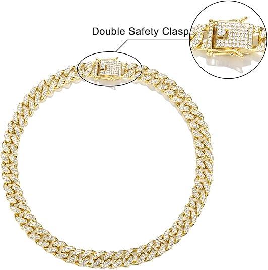 Mens Cuban Link Chain Gold Silver Plated Bling Miami Cuban Necklace Diamond Chain for Men 13MM Iced Out Hip Hop Jewelry 16-20inch