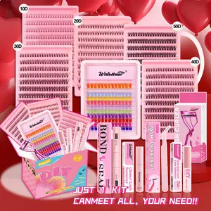 Mixed Length False Eyelashes Kit, 1 Set Including 6 Boxes Individual False Eyelashes, Bond & Seal, Glue, Remover, Tweezers & Curling Tools, Eye Makeup Enhancement Tool, Cosmetic, Eyelashes Clusters, Diy Volume Eyelashes