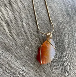 Carnelian wire wrapped necklace