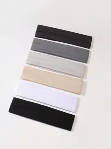 6 Pack Solid Color Sports Headbands for Men and Women, Sweat Absorbing Yoga and Running Hair Bands, High Elastic Fitness Headwear, Workout Headband, Training Headband