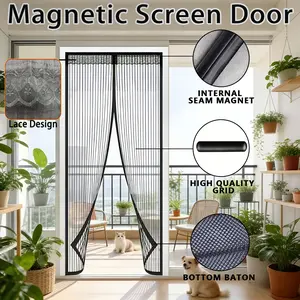 Self-Sealing Magnetic Screen Door, No Drilling Strong Magnet Curtain, Pet-Friendly Auto Close, Fine Mesh Insect Barrier for Indoor/outdoor Doors