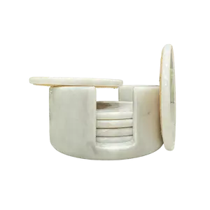 Tea Coaster - Marble Style Ceramic Coasters Set of 6 - Absorbent, Light Shading, Cork Back, Suitable for Almost All Cups, Ideal for Tableware, Coffee, Round, Peace Kitchen Utensils